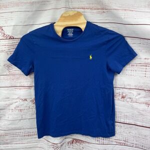 Polo‎ Ralph Lauren Shirt Mens Large Blue Custom Fit Crew Neck Casual Preppy
